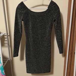 necessary objects long sleeve glitter mini dress